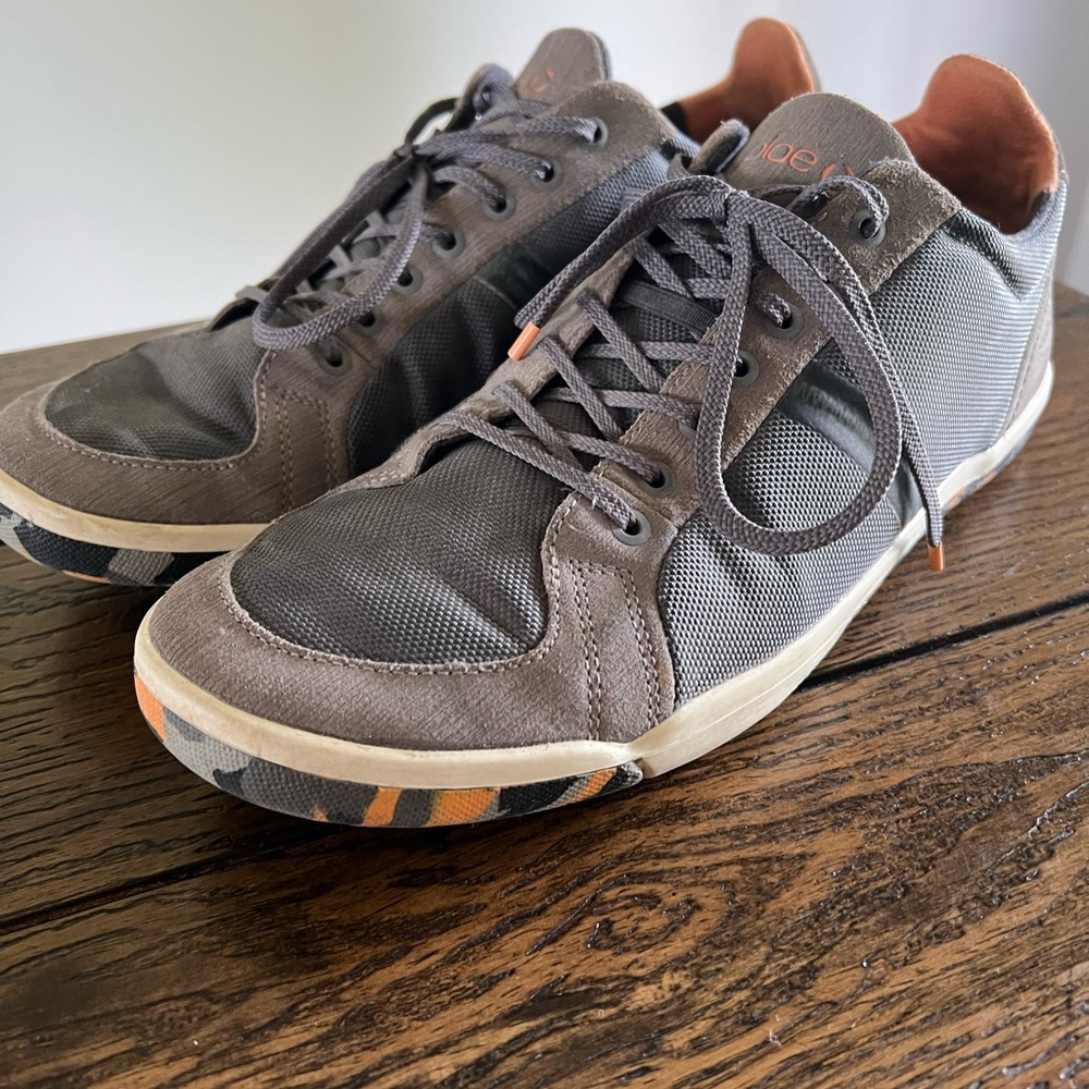 Plae Shoes Womens 12.5 Mens 11 Grey Orange Multicolor Low Top - Picture 3 of 11